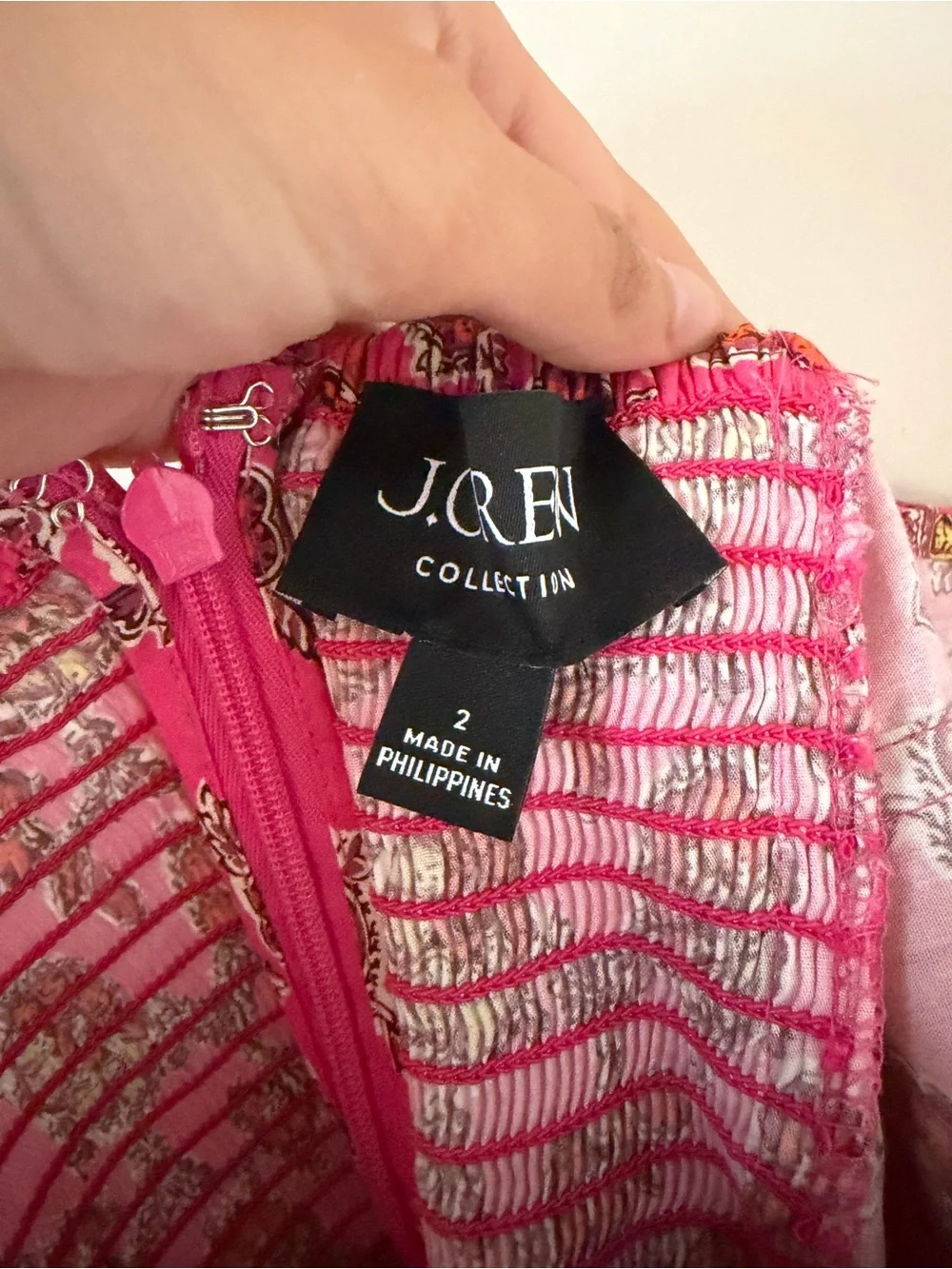 J. Crew Hot Pink Floral Square-Neck Puff Sleeve Blouse